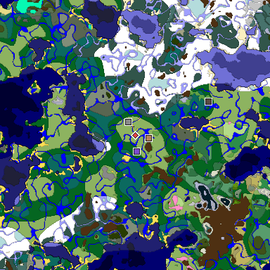 Predicted biome map of Java 1.20 seed 3276066940797770379 around estimated spawn
