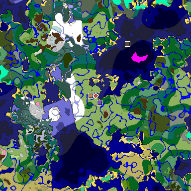 Predicted biome map of Java 1.20 seed 6625129691026508088 around estimated spawn