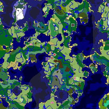 Predicted biome map of Java 1.20 seed 6732999924856858947 around estimated spawn