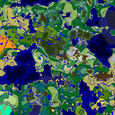 Predicted biome map of Java 1.20 seed -6745719717168981111 around estimated spawn