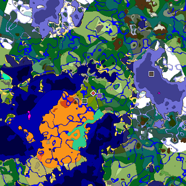 Predicted biome map of Java 1.20 seed -1049599467028007796 around estimated spawn