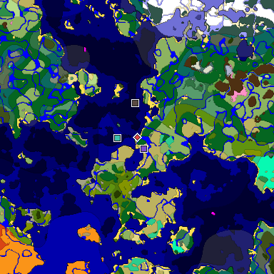 Predicted biome map of Java 1.20 seed 6589961050493368961 around estimated spawn