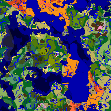 Predicted biome map of Java 1.20 seed 6119259111172273226 around estimated spawn