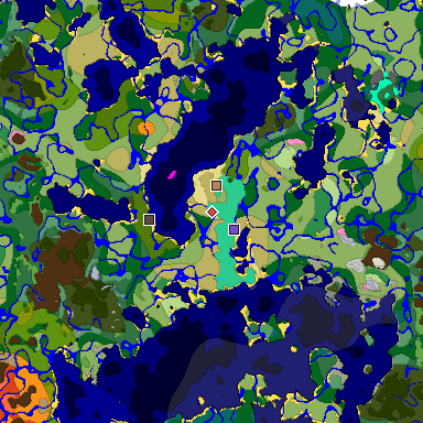 Predicted biome map of Java 1.20 seed -7794483279743768810 around estimated spawn