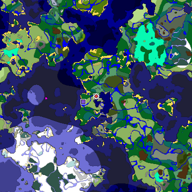 Predicted biome map of Java 1.20 seed 6503438394009810610 around estimated spawn