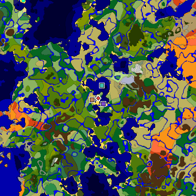 Predicted biome map of Java 1.20 seed 6397255987016159516 around estimated spawn