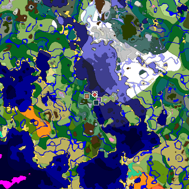 Predicted biome map of Java 1.20 seed 5300828496033341147 around estimated spawn