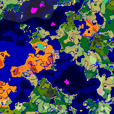 Predicted biome map of Java 1.20 seed -6281463494451904432 around estimated spawn