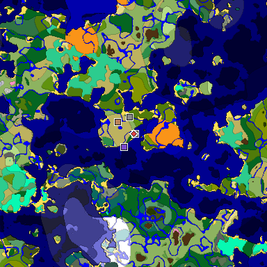 Predicted biome map of Java 1.20 seed 2355796467720055938 around estimated spawn