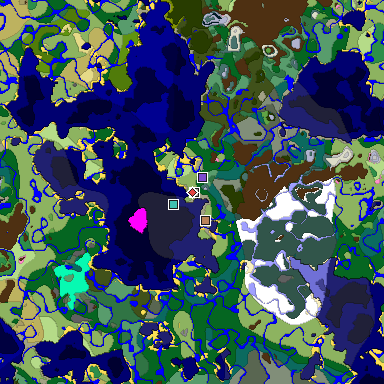 Predicted biome map of Java 1.20 seed -4330530678686446313 around estimated spawn