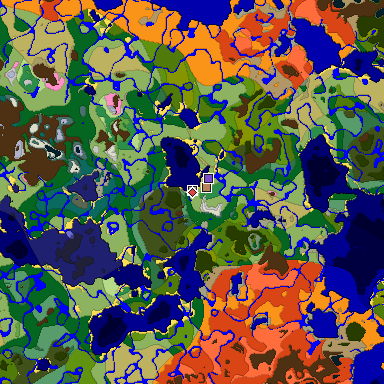Predicted biome map of Java 1.20 seed -1977563089752293329 around estimated spawn