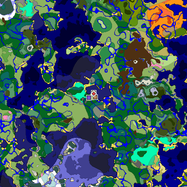 Predicted biome map of Java 1.20 seed -3570842760506205121 around estimated spawn