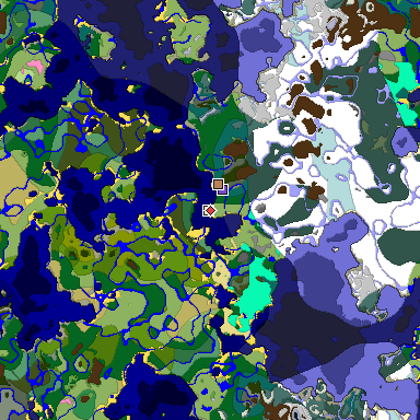 Predicted biome map of Java 1.20 seed 8832507892580316039 around estimated spawn
