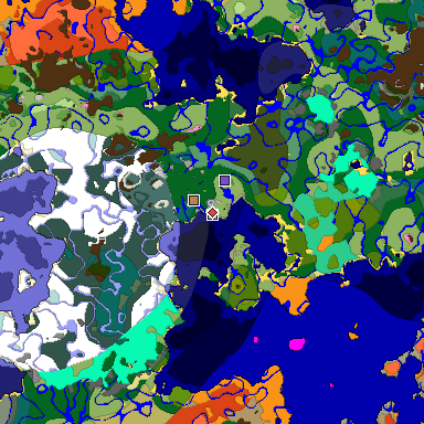 Predicted biome map of Java 1.20 seed 5495901167116481382 around estimated spawn