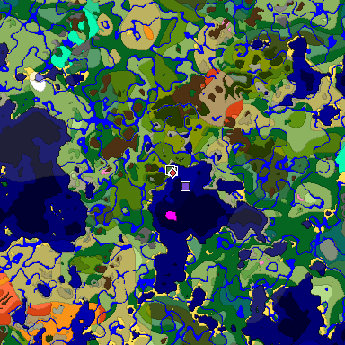 Predicted biome map of Java 1.20 seed 7781861109904699982 around estimated spawn