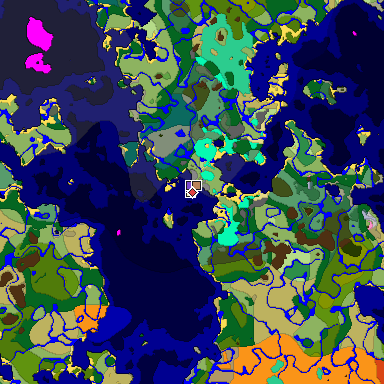 Predicted biome map of Java 1.20 seed 8762160463896268971 around estimated spawn