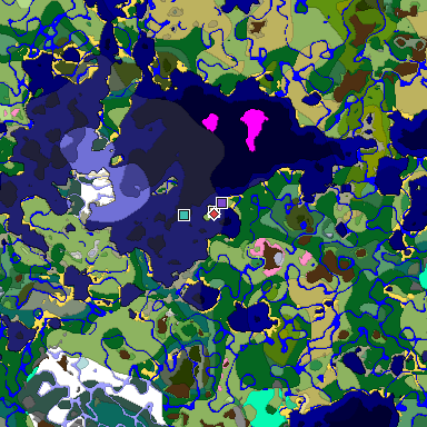 Predicted biome map of Java 1.20 seed -4704878063417675724 around estimated spawn