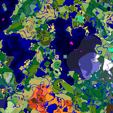 Predicted biome map of Java 1.20 seed 3775060678275949487 around estimated spawn