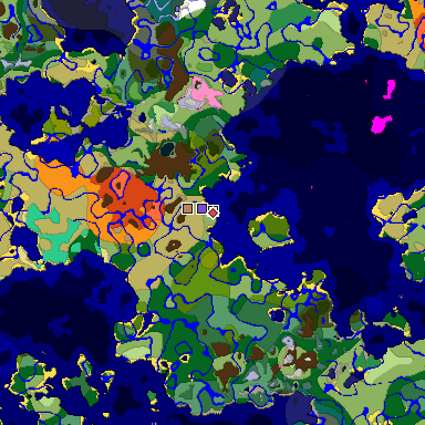 Predicted biome map of Java 1.20 seed 5463792470706267277 around estimated spawn