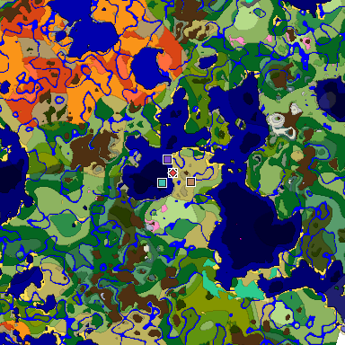 Predicted biome map of Java 1.20 seed -3475640529417065924 around estimated spawn