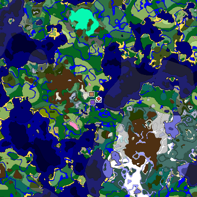 Predicted biome map of Java 1.20 seed -3208296652916484008 around estimated spawn