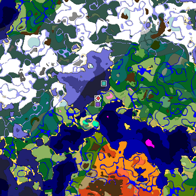 Predicted biome map of Java 1.20 seed -3966888790574755600 around estimated spawn
