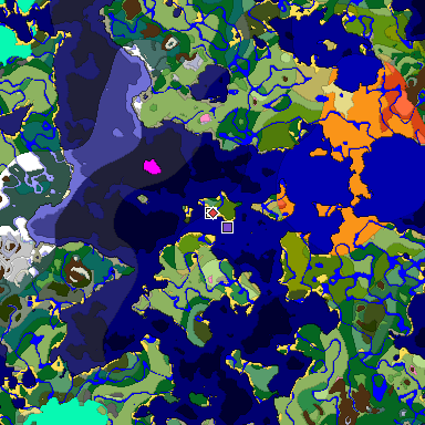 Predicted biome map of Java 1.20 seed 3101557842214856941 around estimated spawn