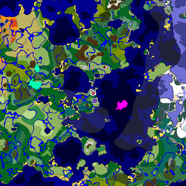 Predicted biome map of Java 1.20 seed 2258413235754276002 around estimated spawn