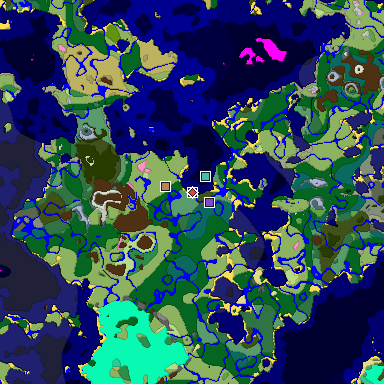 Predicted biome map of Java 1.20 seed 526210209266199318 around estimated spawn