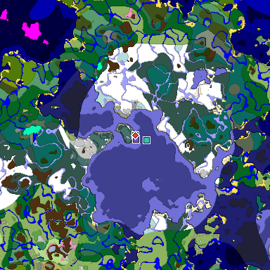 Predicted biome map of Java 1.20 seed -2112924446303602880 around estimated spawn
