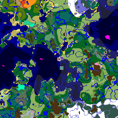 Predicted biome map of Java 1.20 seed 5955825961071409637 around estimated spawn