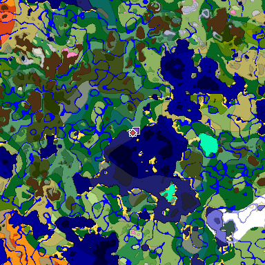Predicted biome map of Java 1.20 seed 1868629751509759085 around estimated spawn
