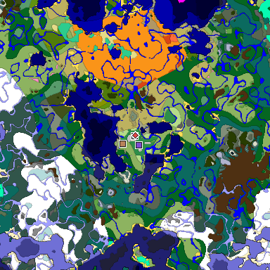Predicted biome map of Java 1.20 seed -4080867564663711964 around estimated spawn