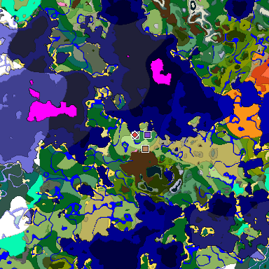 Predicted biome map of Java 1.20 seed -8450454299102739015 around estimated spawn