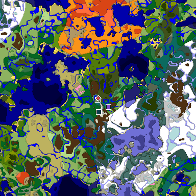 Predicted biome map of Java 1.20 seed 1535651047306110130 around estimated spawn