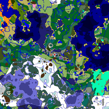 Predicted biome map of Java 1.20 seed -4728306963555398948 around estimated spawn