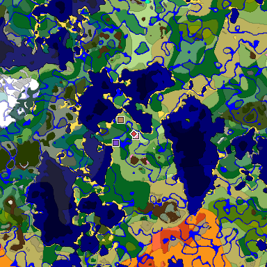 Predicted biome map of Java 1.20 seed -7924446426439272405 around estimated spawn