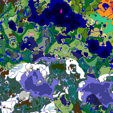 Predicted biome map of Java 1.20 seed 148383059663626925 around estimated spawn