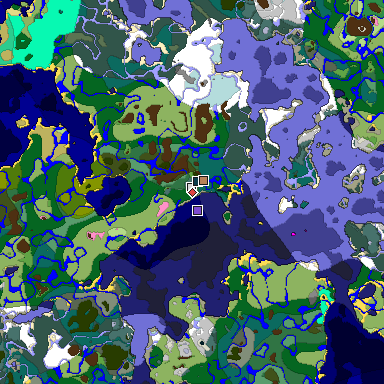Predicted biome map of Java 1.20 seed 8167515550672622833 around estimated spawn