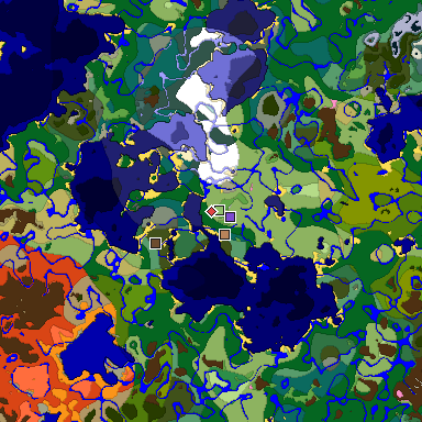 Predicted biome map of Java 1.20 seed 6107622082306522114 around estimated spawn