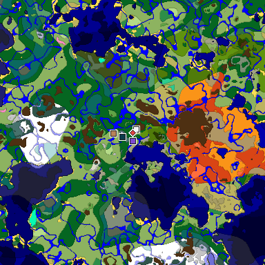 Predicted biome map of Java 1.20 seed -5824962750426549564 around estimated spawn