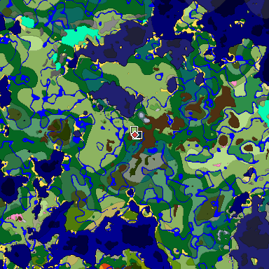Predicted biome map of Java 1.20 seed 511556712463239696 around estimated spawn
