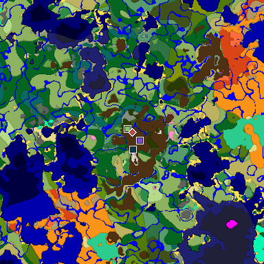 Predicted biome map of Java 1.20 seed -1254036072019952087 around estimated spawn