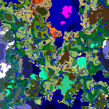Predicted biome map of Java 1.20 seed 1147539873185357476 around estimated spawn