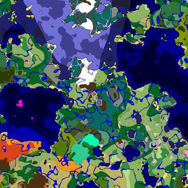 Predicted biome map of Java 1.20 seed -1841102275205303541 around estimated spawn