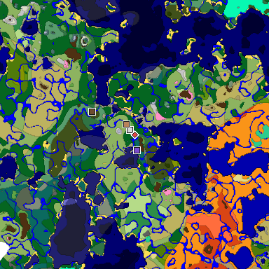 Predicted biome map of Java 1.20 seed 8264550846008469165 around estimated spawn
