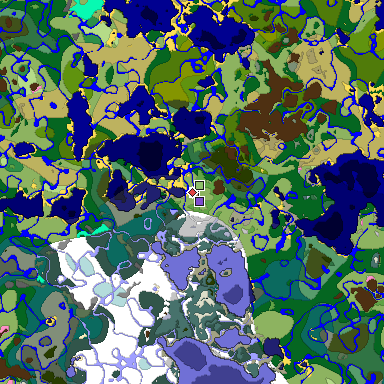 Predicted biome map of Java 1.20 seed 6700345617094846101 around estimated spawn