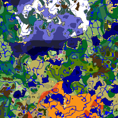 Predicted biome map of Java 1.20 seed 9064204443441766863 around estimated spawn