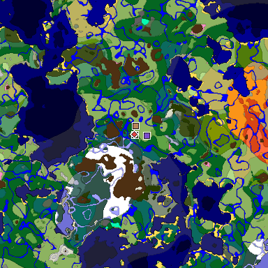 Predicted biome map of Java 1.20 seed -1581962947799522873 around estimated spawn