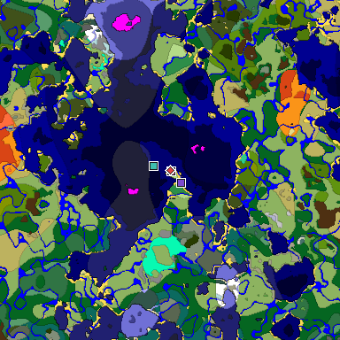 Predicted biome map of Java 1.20 seed 4887820758387982747 around estimated spawn